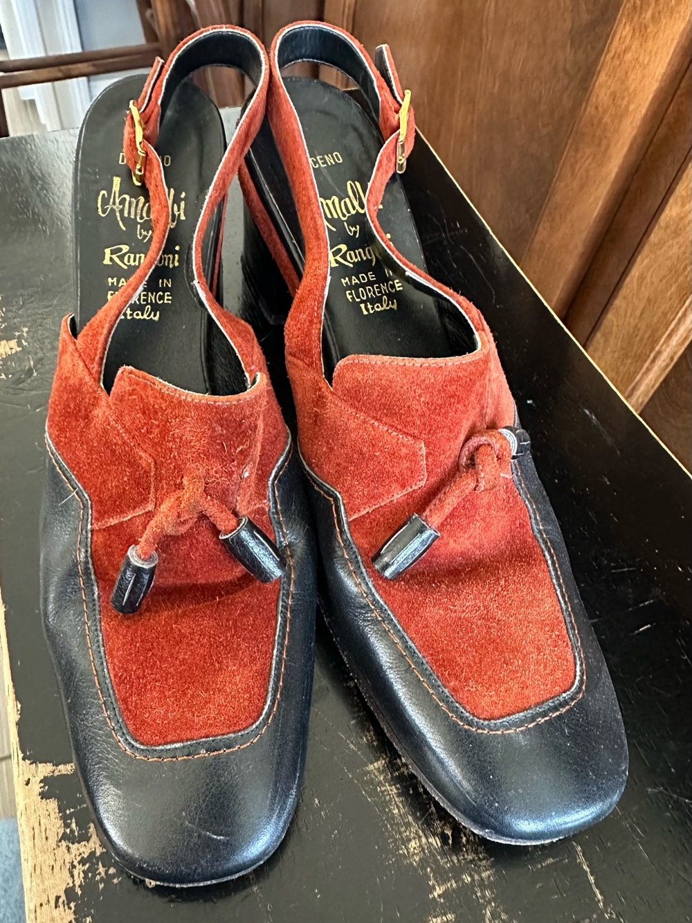 Vintage Amalfi slingback suede and leather pumps size 8.5